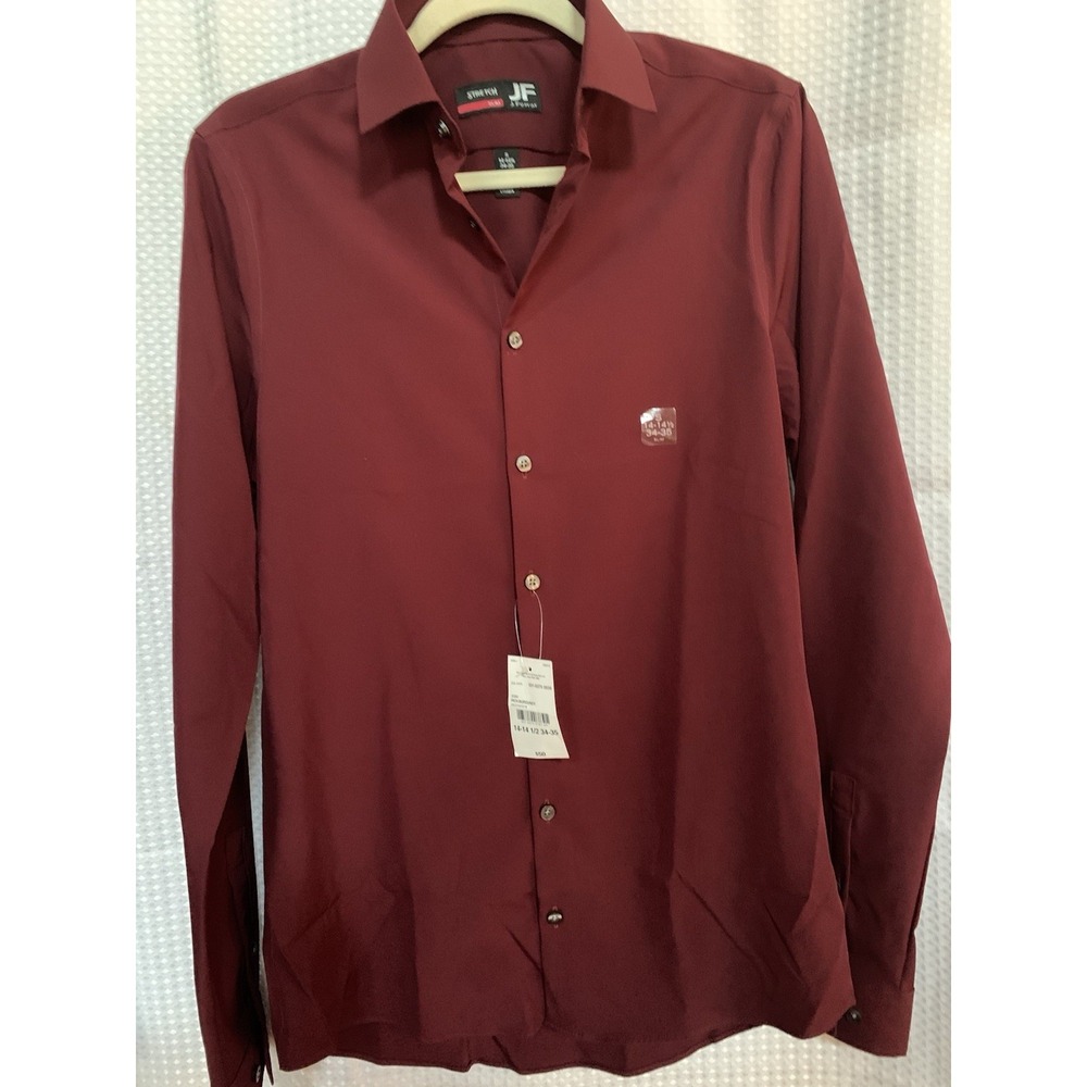 J Ferrar Mens Small Burgundy Dress Shirt NWT 14‎ 14.5 34-35 Sleeve